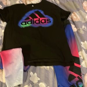 Girls adidas set, xl shirt, large pants, super cute outfit